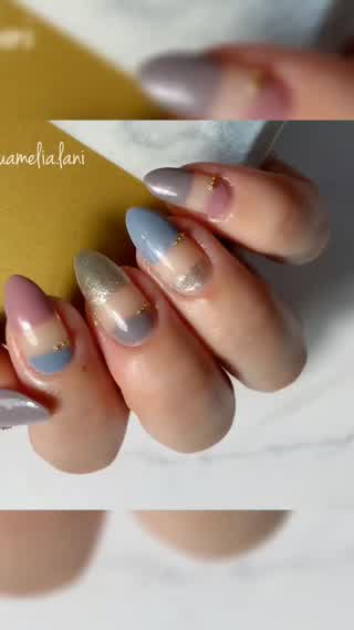 超簡単！時短！ポリッシュでセパレートフレンチネイル꒡̈⃝✰︎