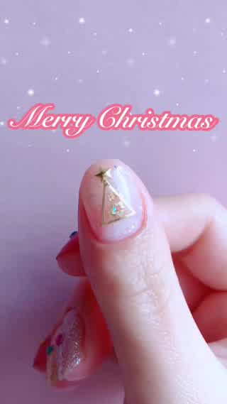 【クリスマスネイル③】ゴールドパーツのクリスマスツリー🎄