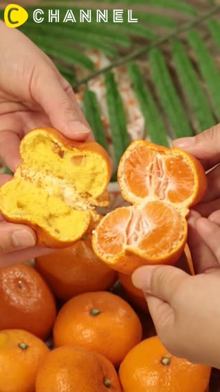 切開後大吃一驚！整顆的橘子蛋糕♡