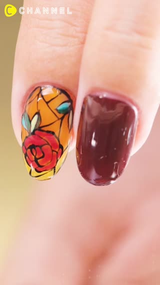 Beauty and the Beast🌹Stained Glass Nail