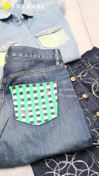 デニムをリメイク！あっという間にポップなチェック柄に大変身