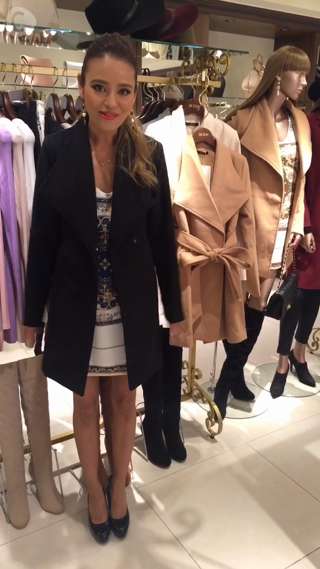 DURASおすすめコーデ♪パネル柄ワンピースとダイヤカラーダブルコート