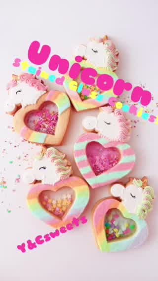 かわいいユニコーンのステンドグラスクッキー