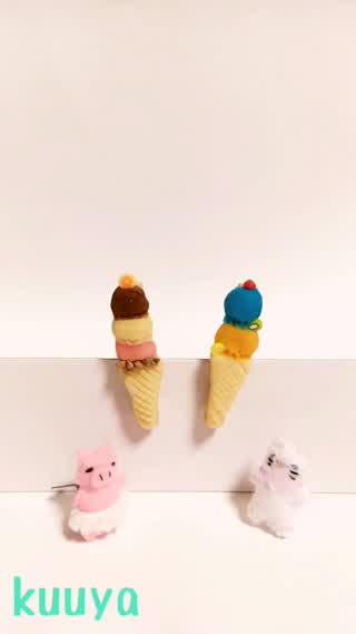 【雑貨クリップ】こむぎねんどでアイスクリームクリップ