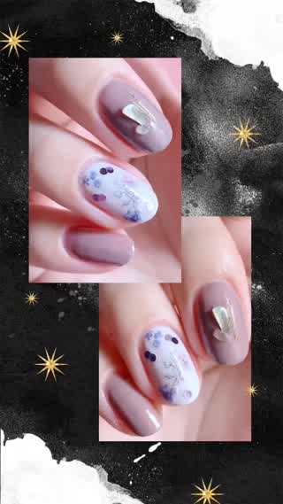 2種のパーツを乗せるだけ♡グッと大人っぽくなるシェルパーツネイル