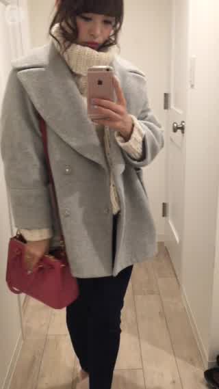 今日のコーディネート！冬もこもこニットデニムコーデ