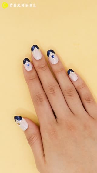 Navy Colour Tip Nail