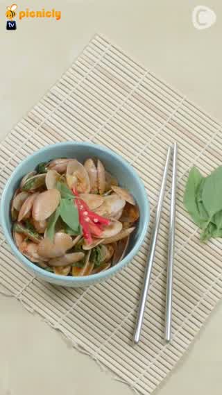 หอยลายทรงเครื่อง ในหม้องหุงข้าว