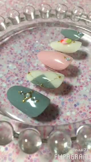 【バレンタインに向けて！】ふんわりカラーのアーガイルネイル