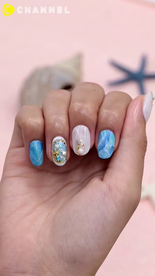 海を覗き込んだみたい！？サマードームネイル