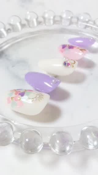 ‪【ハートホロで作れる】ゆめかわいい花束ネイル‬