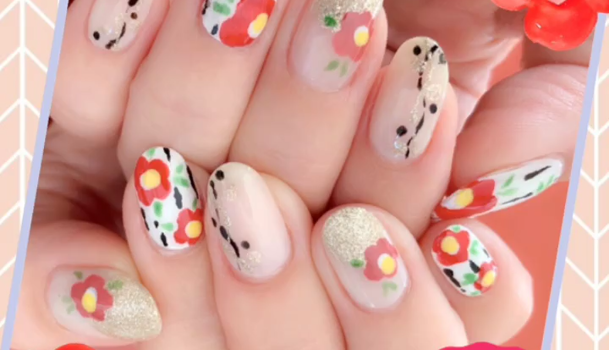 爪楊枝だけで描く椿ネイル C Channel