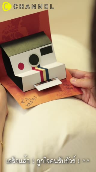 การ์ดป๊อบอัพกล้องโพราลอยด์ 3 มิติ