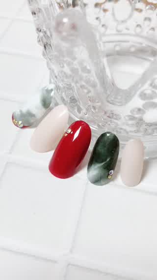 【100均アイテム】大理石風×ボルドーネイル