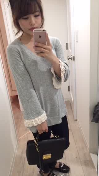 デニムコーデ着まわしその5(*^^*)deicyの袖三段レースニット！