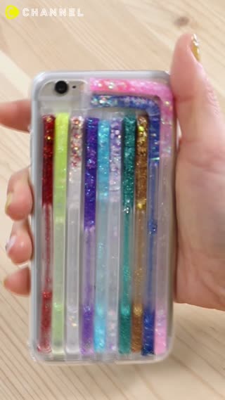 Glitter oil straw smartphone case