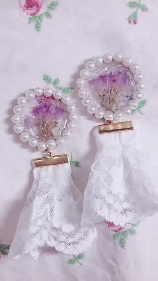【diy レシピ】レースとパールのプリンセスイヤリング