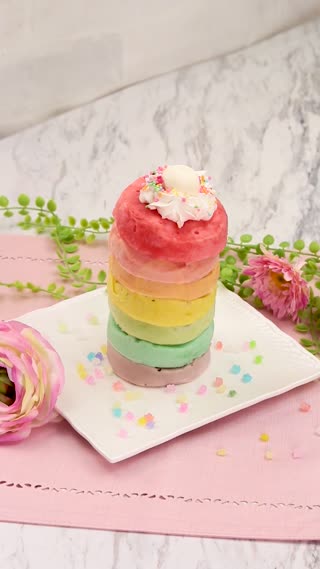 Rainbow Steamed Pancakes♡