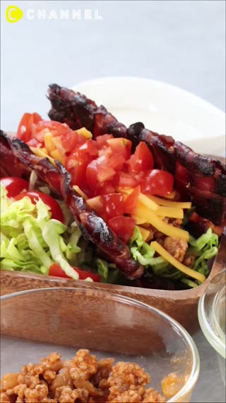 ทาโก้สูตรโฮมเมด  อร่อยไร้แป้งทำจากเบคอน