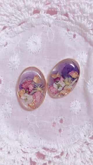 【レジンDIY】ドライフラワーを重ねて作るアクセサリーパーツ