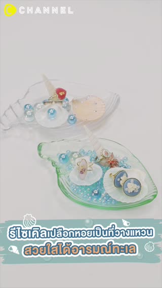 รีไซเคิลเปลือกหอยเป็นที่วางแหวน  สวยใส