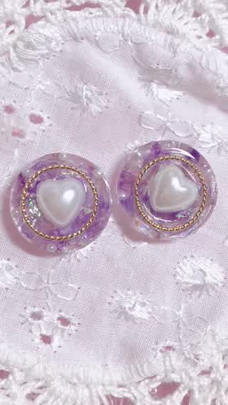 【アクセサリーDIY】ボタン風レジンイヤリング