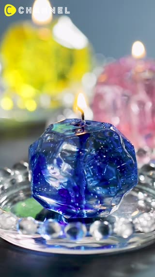 Beautiful Blue Gel Candle