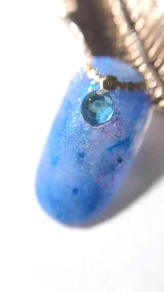 【3月の誕生石】アクアマリンと天然石風ネイル💎