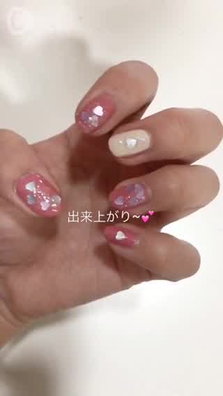 ((カンタン！キラキラハートネイル))