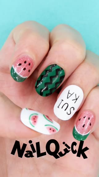 爪から夏、はじめました♡ジューシーすいかネイル