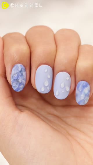 น้ำฝนหยดลงบนเล็บ ลายเล็บน่ารักของฤดูฝน 