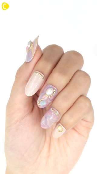 Pretty Water Marbled Nail Art♡
