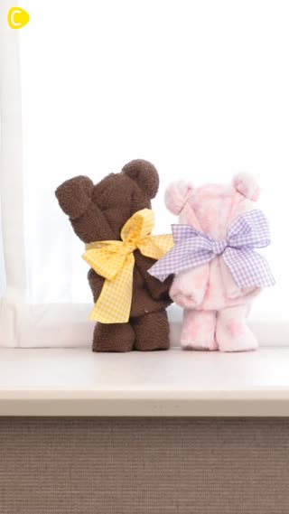 Tag朋友叫他折給你♡熊熊毛巾DIY