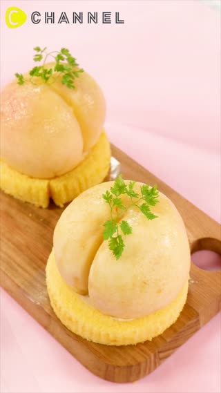 เค้กลูกพีชครีมคัสตาร์ด หวานนุ่มละมุนลิ้น