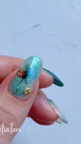 ポリッシュでもシールで簡単にターコイズネイル💙