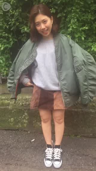 スカートで女の子らしさをプラス♪MA-1冬カジュアルコーデ