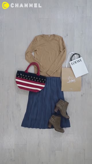 とろみ感で高見えする♡UNIQLOくすみブループリーツスカート着回し