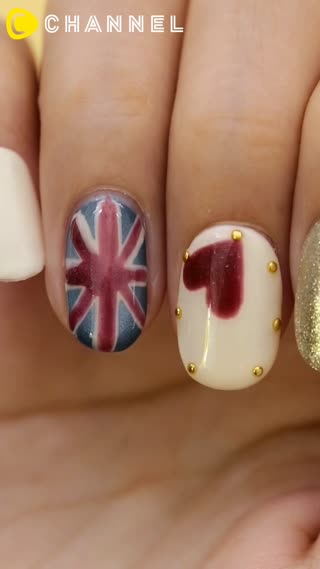 利用磁石反應就能改變顏色！英國國旗指甲彩繪