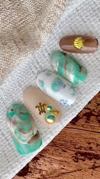 晩夏の天然石ネイル