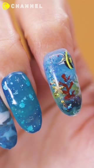 Deep Blue ♡ Moving Aquarium Nails! 
