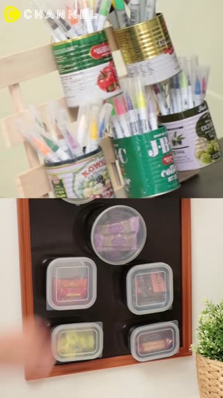 好像外面咖啡廳的布置喔♪用「錫罐收納法」&「磁鐵收納法」來充分利用牆面！