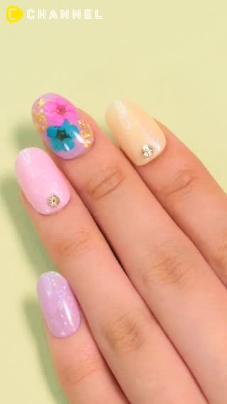 氣質系押花指甲彩繪