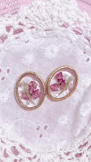 【レジンDIY】4種類のドライフラワーを使ってイヤリングパーツDIY