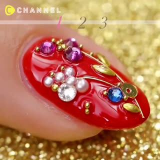 Elegant Floral Nails with Jewels