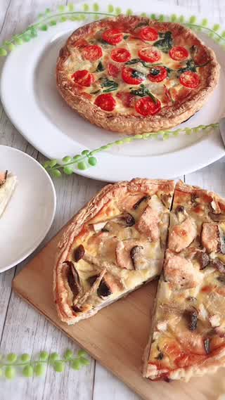 秋の味覚 鮭ときのこのキッシュ