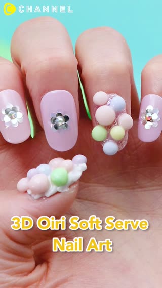 3D “Oiri” Ice Cream Dot Nails