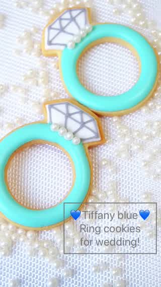 weddingギフトにぴったり！ティファニーブルーの指輪クッキー