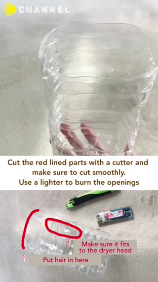Easy fluffy hair // dryer×plastic bottle