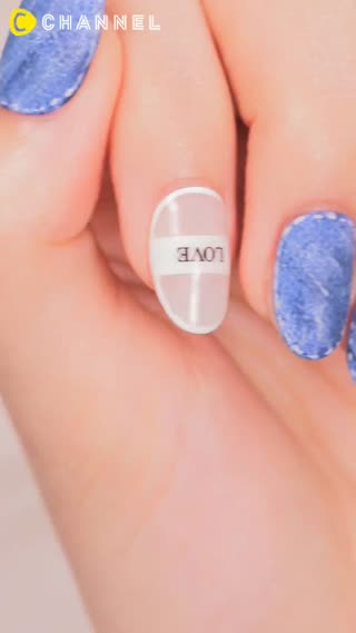 悠閒清爽風的丹寧指甲彩繪