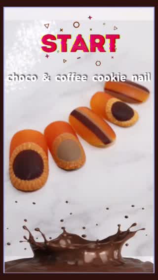 チョコ&コーヒークッキーネイル♡